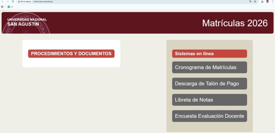 Matrículas en la UNSA inician este 23 de marzo