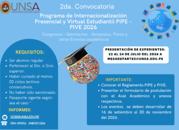 ESTUDIANTE AGUSTINO PARTICIPA DE LA 2DA. CONVOCATORIA AL PIPE – PIVE 2026