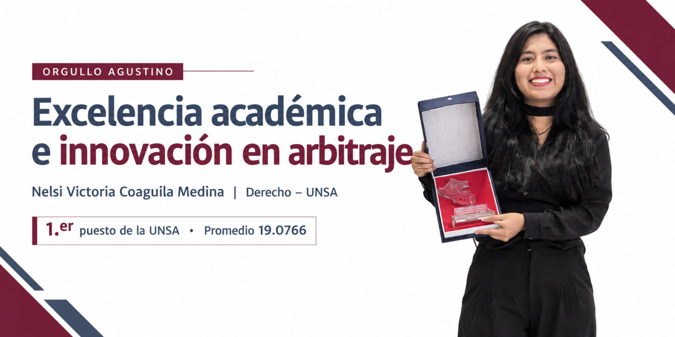 Estudiante de Derecho de la UNSA destaca por su excelencia académica e innovación en arbitraje